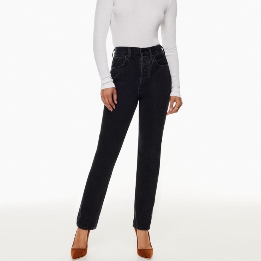 Denim Forum The Dillon High Rise Jeans 29 straight leg button fly aritzia.